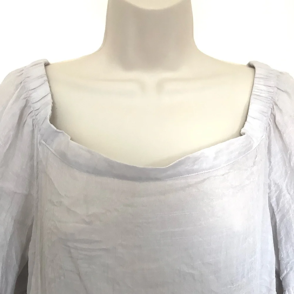 NWT Anthropologie Onetheland Square Neck 3/4 Flutter Sleeved Blouse Boho Top L - Picture 2 of 8